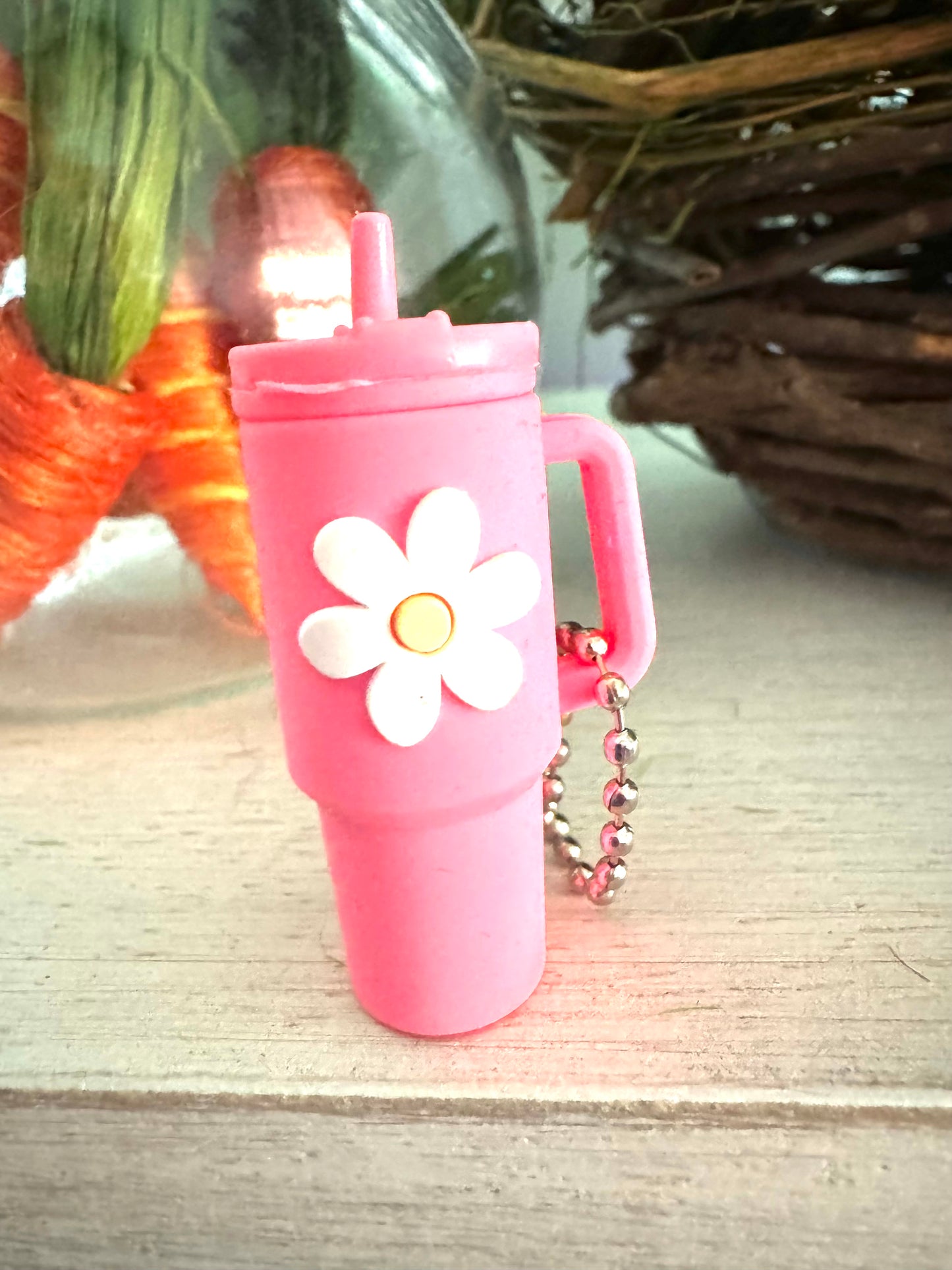 Mini Spring Tumbler Keychain-Hot Pink